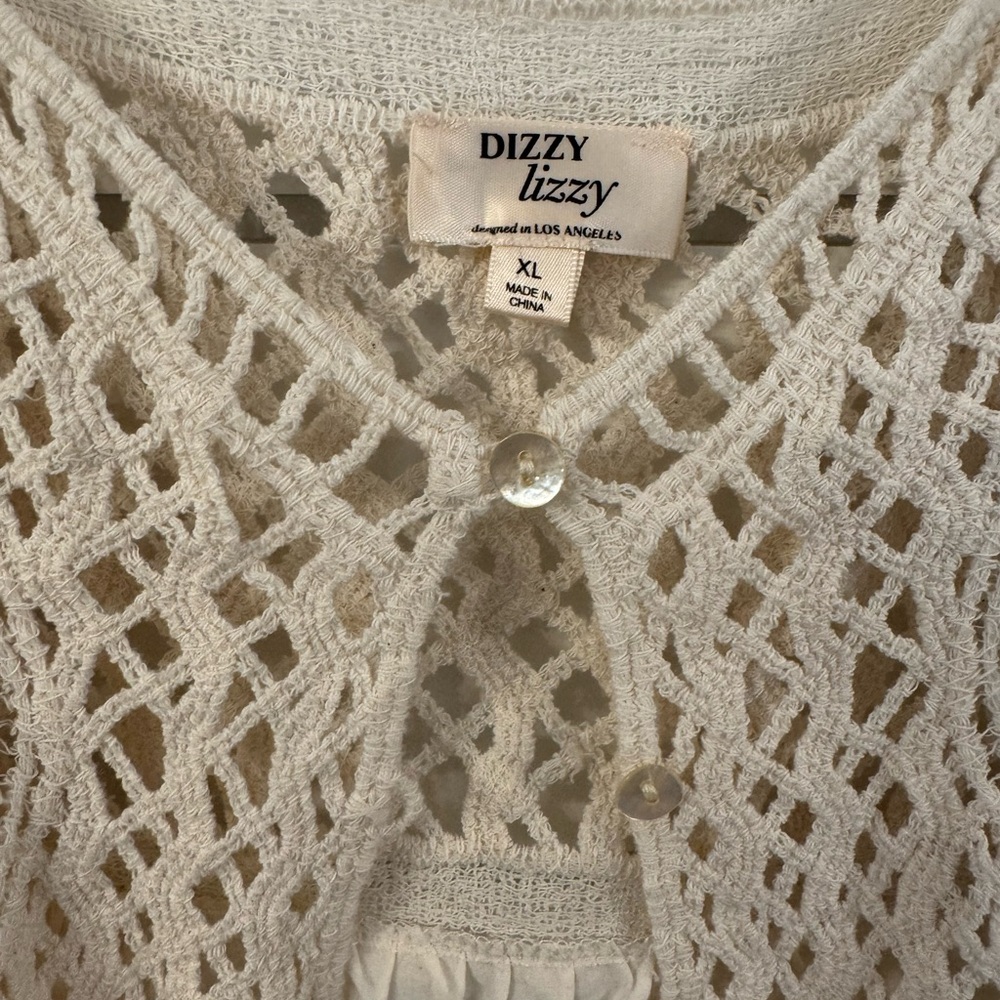 Women's Cream Crochet Tank Top - Lightweight Summer Layer - Picture 5 of 11